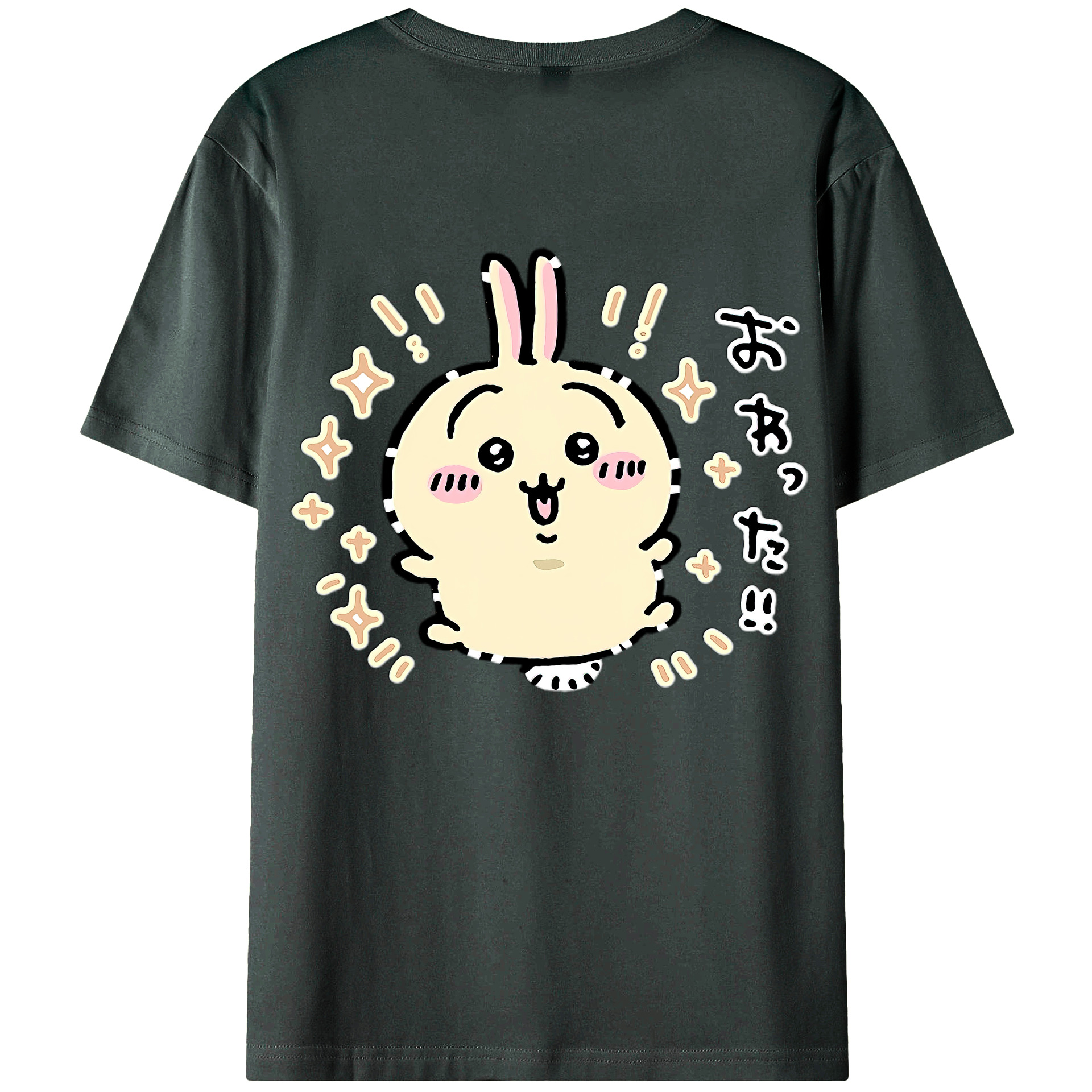 （画像用） ちいかわ うさぎ Chii-kawa usagi 綿100％ メンズ半袖Tシャツ（バックプリント） 通気性